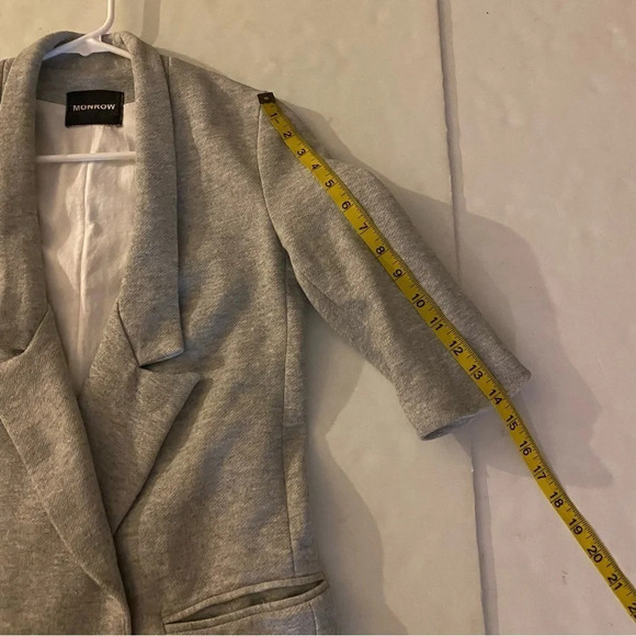Monrow Knit Blazer Jacket Double Breasted Womens XS Heathered Grey Sweatshirt - Picture 9 of 12